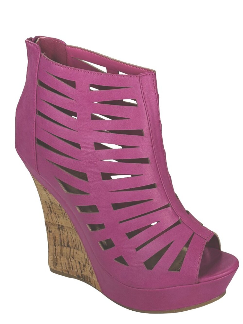 Adriana Celia-21 Women Fuchsia Cutout Wedge Bootie Peep Toe Platform